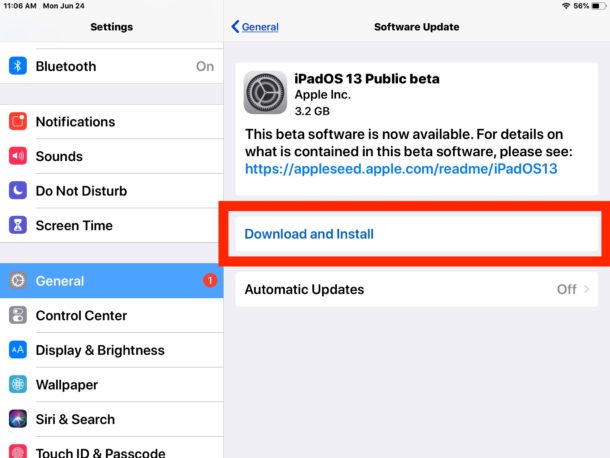 Download and install the iPadOS 13 public beta