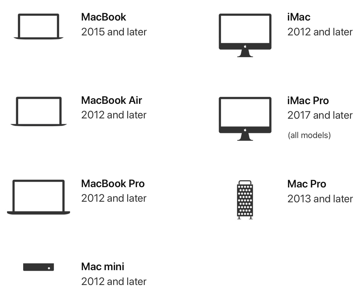 MacOS Catalina compatible Macs list
