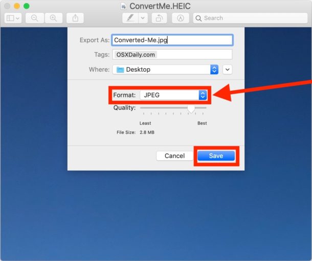 Как конвертировать HEIC в JPEG на Mac с предварительным просмотром