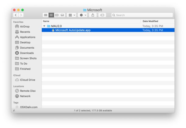 Delete Microsoft AutoUpdate application from the Mac