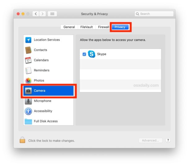 How to block app camera access on Mac
