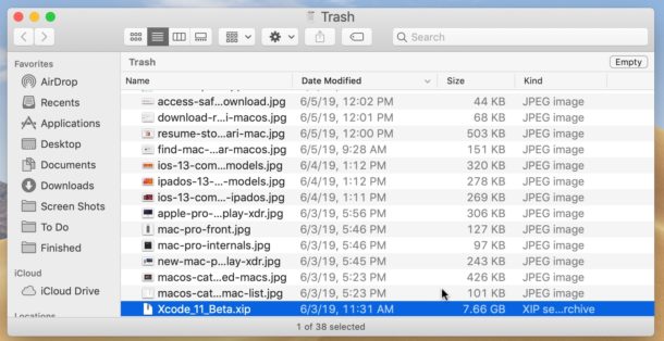Как удалить отдельные файлы из корзины Mac