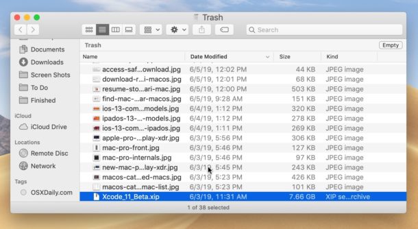 How to delete a specific file from the Trash without emptying entire Trash