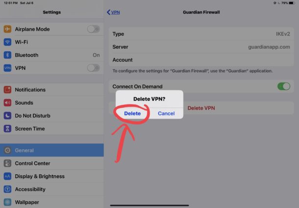 How to delete a VPN profile from iPhone or iPad 