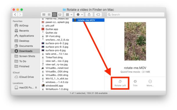 How to Rotate a Movie in Mac Finder with Quick Actions