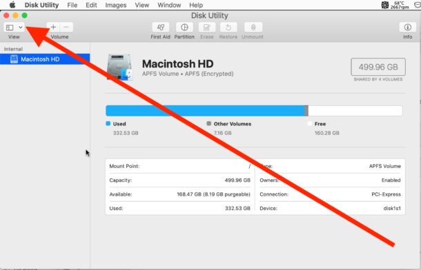 Как показать все дисковые устройства в Mac Disk Utility