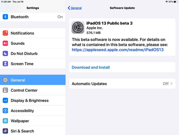 iPadOS 13 public beta 3 download