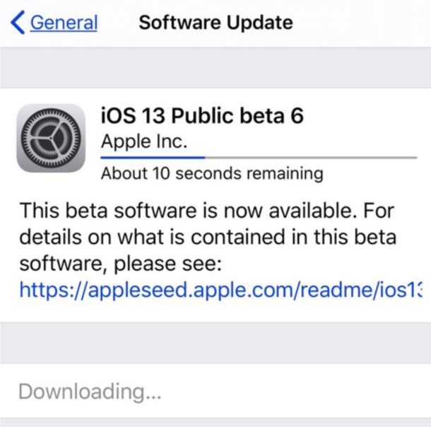 iOS 13 public beta 6