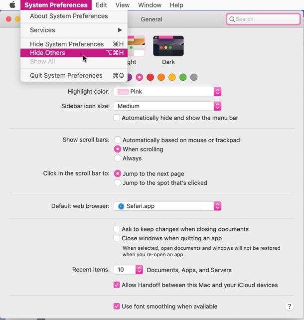 Изменен акцентный цвет в Mac OS