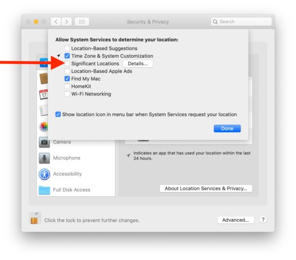 How to disable Significant Locations on Mac