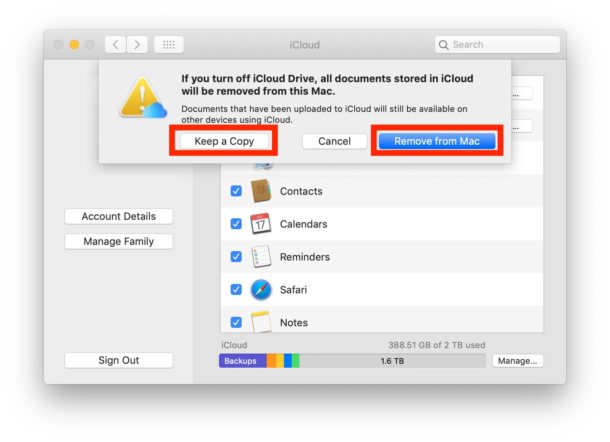 Как отключить iCloud Drive на Mac