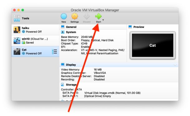 Загрузка файла VMDK в VirtualBox 