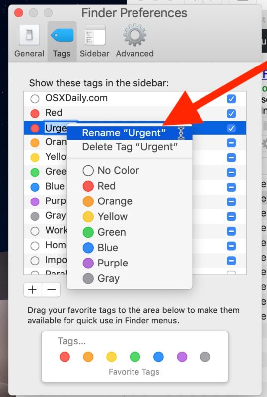 How to rename tags on Mac