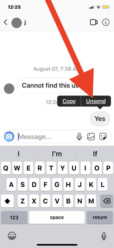 Как отменить отправку сообщения в Instagram