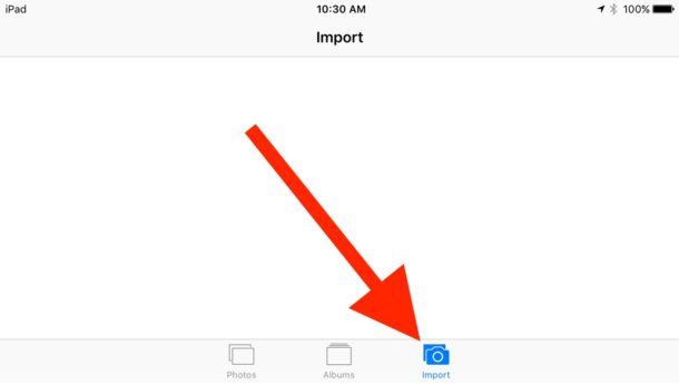 Раздел «Импорт» в приложении «Фото» позволяет импортировать изображения с SD-карты и цифровой камеры на iPad.