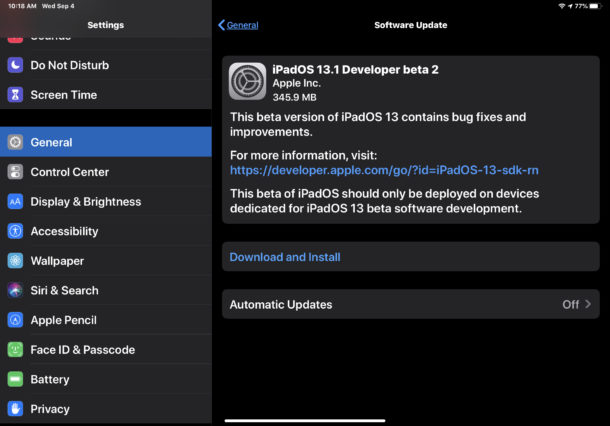 iOS 13.1 beta 2