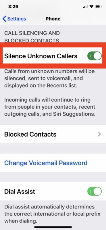 How to silence unknown callers on iPhone