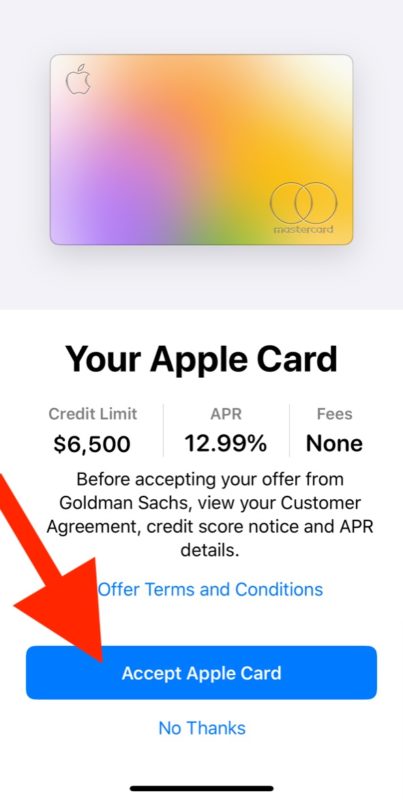 Apple Card approval acceptance