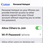 Turning on iPhone personal hotspot