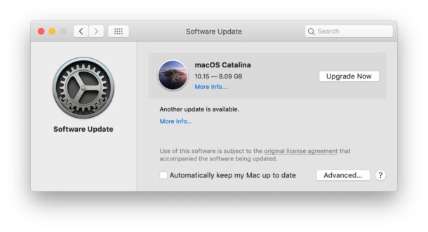 MacOS Catalina download upgrade available 