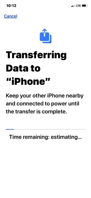 Transferring data to new iPhone from old iPhone