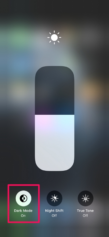 How to Toggle Dark Mode from Control Center