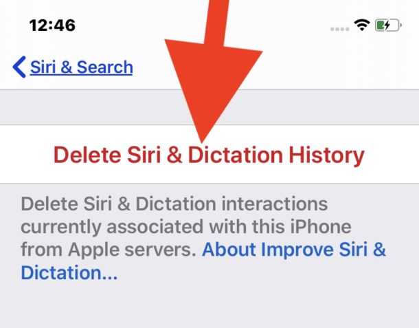 How to clear Siri and Dictation audio history