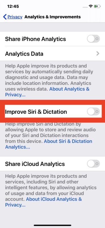 How to Disable Siri Audio Recording Storage & Collection by Apple for this device