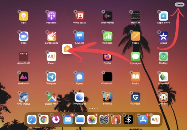 Moving and arranging app icons on Home Screen of iPad and iPhone