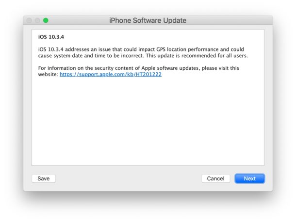iOS 10.3.4 details for iPhone 5