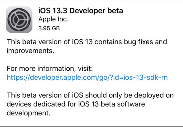 iOS 13.3 beta 1