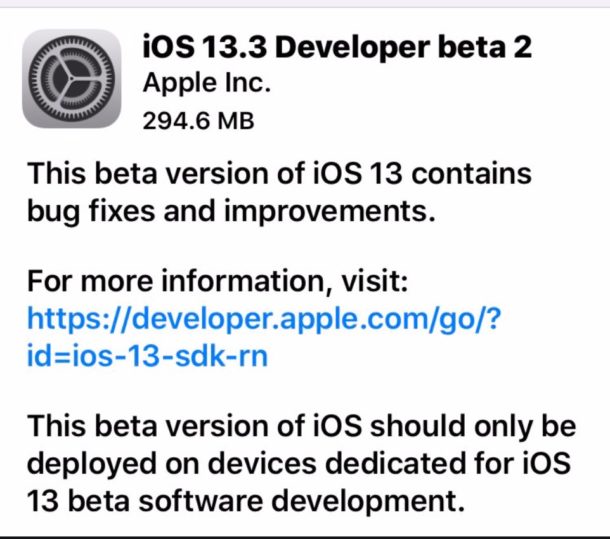 iOS 13.3 beta 2
