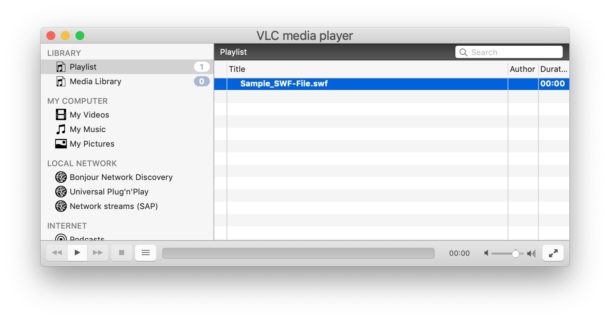 Воспроизведение файлов SWF на Mac с помощью VLC