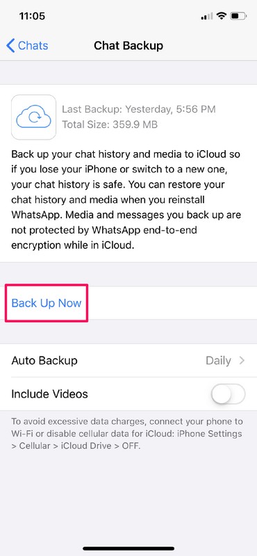 How to Back Up WhatsApp Chats to iCloud