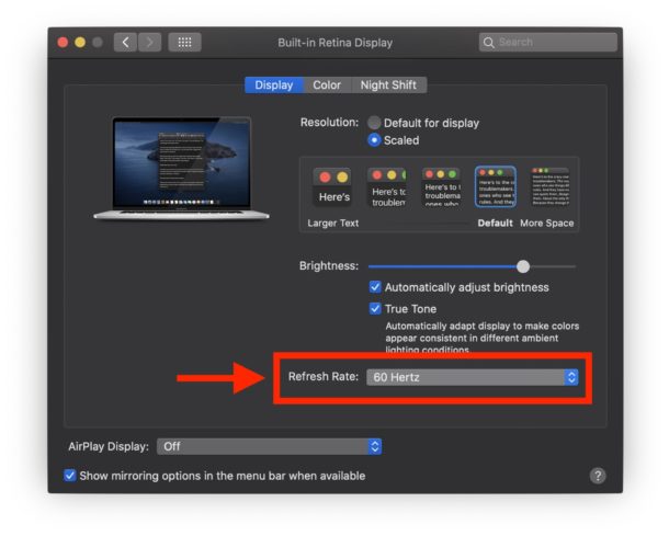 Как изменить частоту обновления дисплея Mac