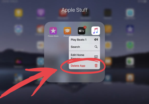 Choose to Delete app from the contextual menu in iPadOS or iOS