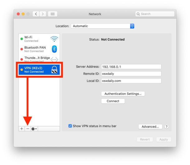 Как удалить конфигурацию VPN на Mac