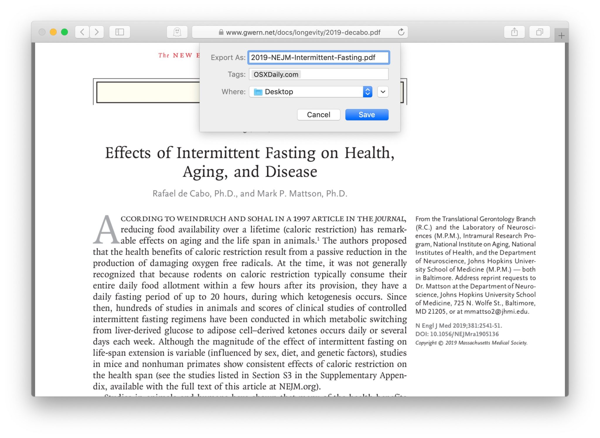 how to download a pdf on mac from safari