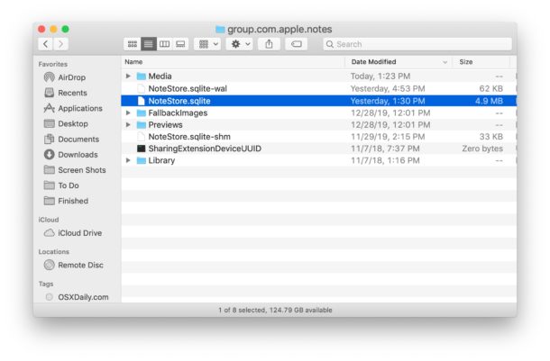 Notes data stored locally on Mac