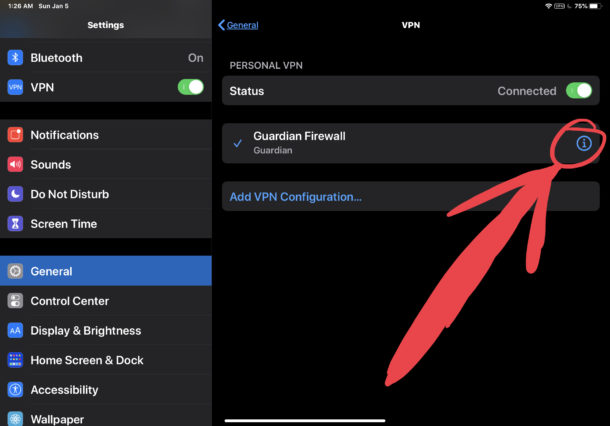 How to see VPN connection time on iPhone or iPad