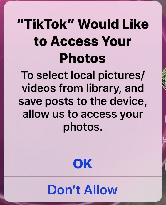 TikTok access to photos needed to download videos