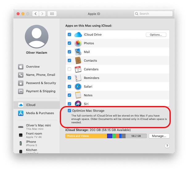 How to enable or disable Optimize Mac Storage