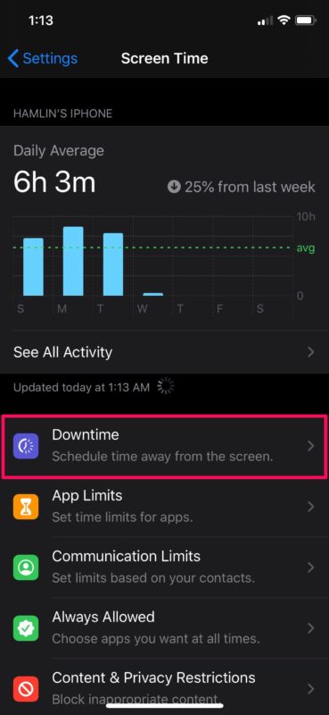 How to Set Downtime with Screen Time