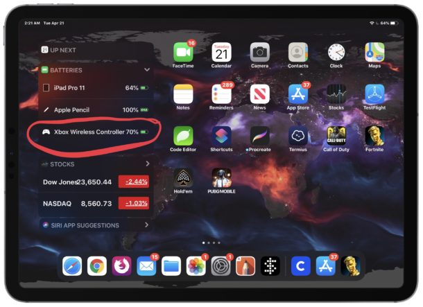How to see battery of PS4 or Xbox controller on iPad or iPhone