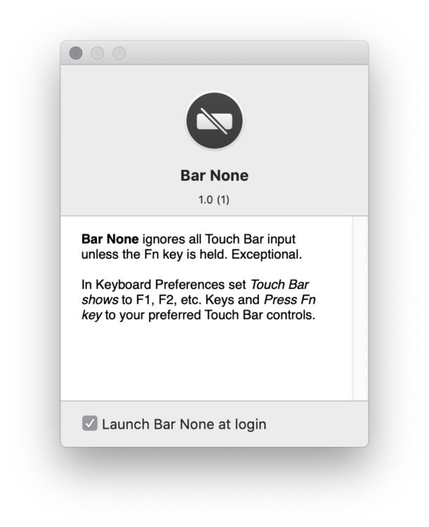 Bar None app for Mac helps to ignore accidental Touch Bar input