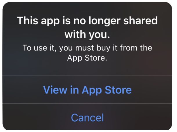 This app is no longer shared with you fix