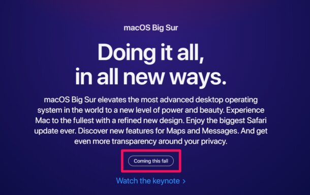 Дата выпуска macOS Big Sur