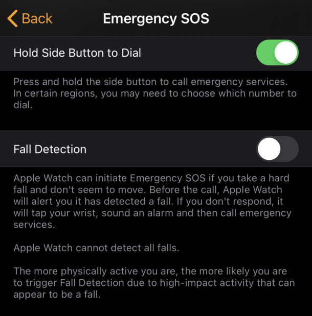 Enable fall detection
