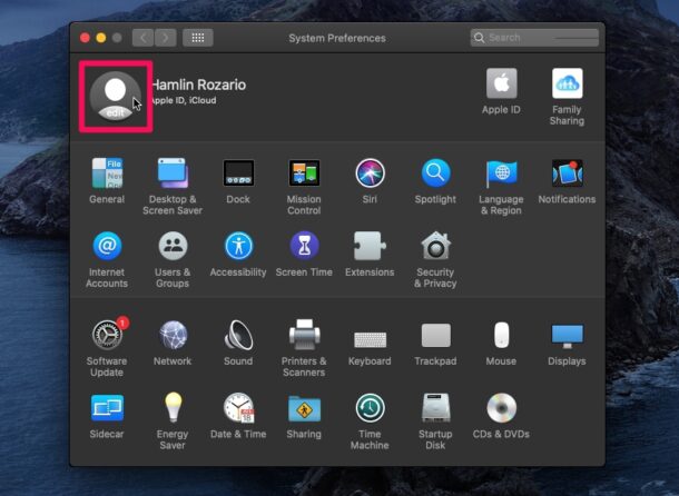 Как изменить изображение профиля Apple ID на Mac