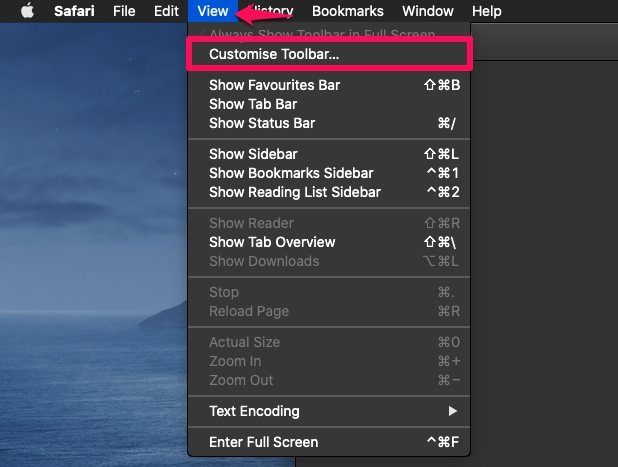 customize toolbar safari mac